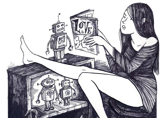 Girl reading a comic book by Richard Sala
